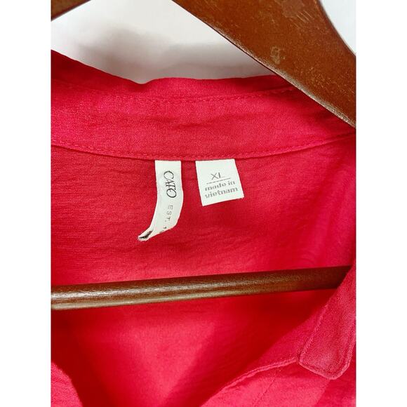 Cato Red Sheer Sleeveless Button Up Blouse W/Collar & VNeck XL - Picture 3 of 3